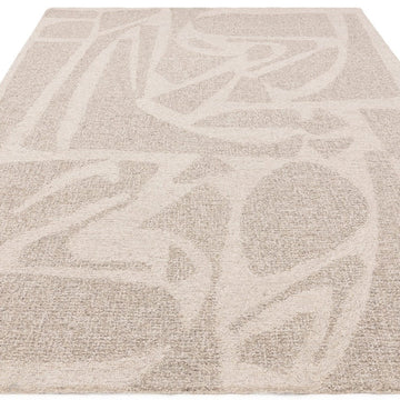 Loxley Modern Plain Contrast Abstract Hand-Woven Marled Textured Low Profile Wool Loop Pile Linen White Rug-Asiatic Carpets-Rug Love - The Most Loved Rug Store
